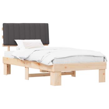 Bettgestell mit gepolstertem Kopfteil Dunkelgrau 100 x 200 cm