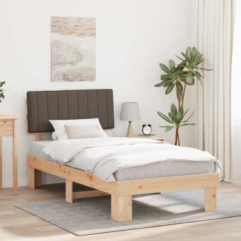 ARDEBO.de - Bettgestell mit gepolstertem Kopfteil Taupe 100 x 200 cm