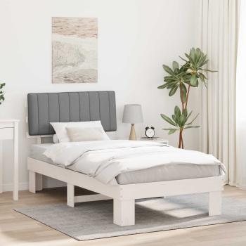 ARDEBO.de - Bettgestell mit gepolstertem Kopfteil Hellgrau 100 x 200 cm