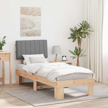ARDEBO.de - Bettgestell mit gepolstertem Kopfteil Hellgrau 80 x 200 cm