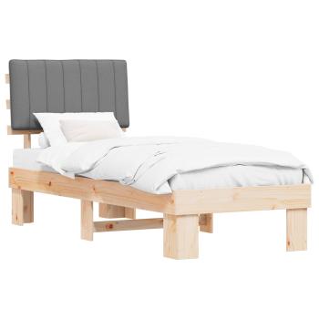 Bettgestell mit gepolstertem Kopfteil Hellgrau 80 x 200 cm