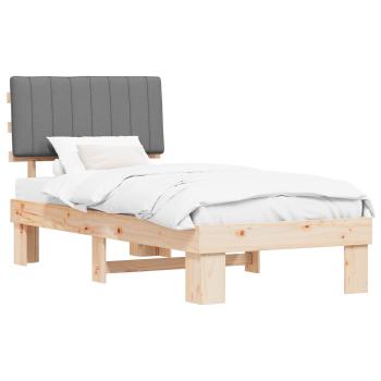 Bettgestell mit gepolstertem Kopfteil Hellgrau 90 x 190 cm