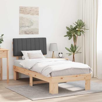 ARDEBO.de - Bettgestell mit gepolstertem Kopfteil Dunkelgrau 90 x 190 cm