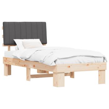Bettgestell mit gepolstertem Kopfteil Dunkelgrau 90 x 190 cm