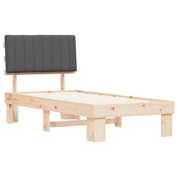 Bettgestell mit gepolstertem Kopfteil Dunkelgrau 90 x 190 cm