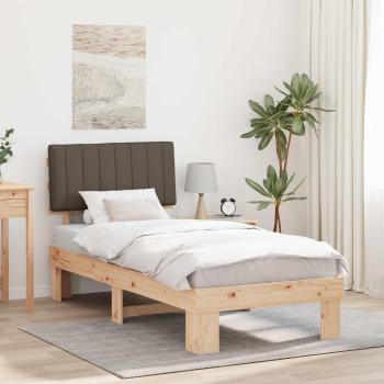 ARDEBO.de - Bettgestell mit gepolstertem Kopfteil Taupe 90 x 190 cm