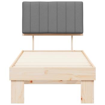 Bettgestell mit gepolstertem Kopfteil Hellgrau 75 x 190 cm