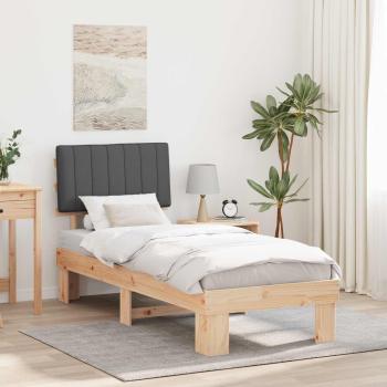 ARDEBO.de - Bettgestell mit gepolstertem Kopfteil Dunkelgrau 75 x 190 cm