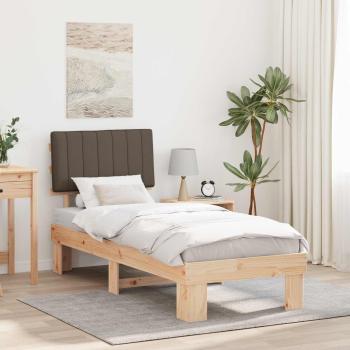 ARDEBO.de - Bettgestell mit gepolstertem Kopfteil Taupe 75 x 190 cm