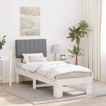 ARDEBO.de - Bettgestell mit gepolstertem Kopfteil Hellgrau 75 x 190 cm