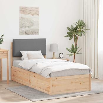 ARDEBO.de - Bettgestell mit gepolstertem Kopfteil Hellgrau 80 x 200 cm