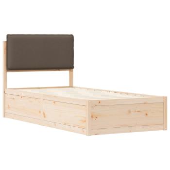 Bettgestell mit gepolstertem Kopfteil Taupe 75 x 190 cm