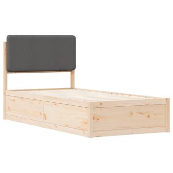 Bettgestell mit gepolstertem Kopfteil Dunkelgrau 90 x 200 cm