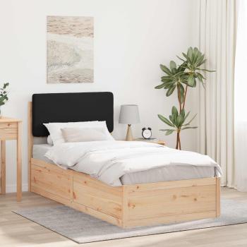 ARDEBO.de - Bettgestell mit gepolstertem Kopfteil Schwarz 90 x 200 cm