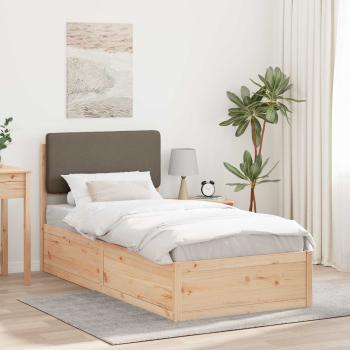 ARDEBO.de - Bettgestell mit gepolstertem Kopfteil Taupe 90 x 200 cm