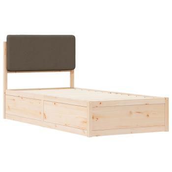 Bettgestell mit gepolstertem Kopfteil Taupe 90 x 200 cm