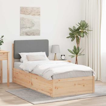 ARDEBO.de - Bettgestell mit gepolstertem Kopfteil Hellgrau 75 x 190 cm