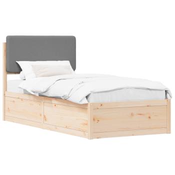 Bettgestell mit gepolstertem Kopfteil Hellgrau 75 x 190 cm