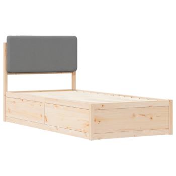 Bettgestell mit gepolstertem Kopfteil Hellgrau 75 x 190 cm