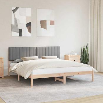 ARDEBO.de - Bettgestell mit gepolstertem Kopfteil Hellgrau 180 x 200 cm