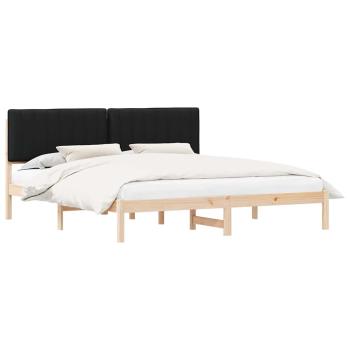 ARDEBO.de - Bettgestell mit gepolstertem Kopfteil Schwarz 180 x 200 cm