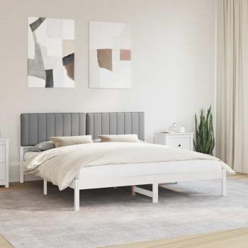 ARDEBO.de - Bettgestell mit gepolstertem Kopfteil Hellgrau 180 x 200 cm