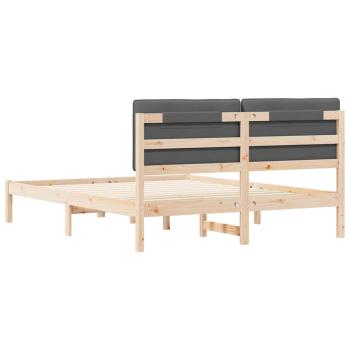 Bettgestell mit gepolstertem Kopfteil Dunkelgrau 160 x 200 cm