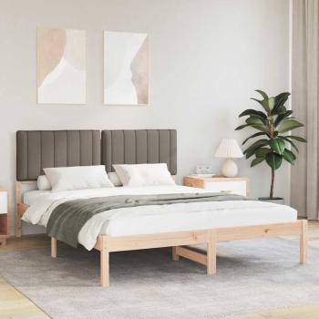 ARDEBO.de - Bettgestell mit gepolstertem Kopfteil Taupe 160 x 200 cm