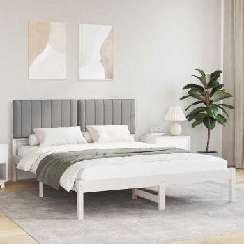 ARDEBO.de - Bettgestell mit gepolstertem Kopfteil Hellgrau 160 x 200 cm