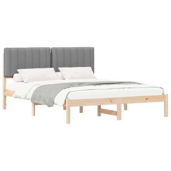 Bettgestell mit gepolstertem Kopfteil Hellgrau 150 x 200 cm