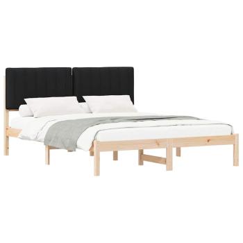 Bettgestell mit gepolstertem Kopfteil Schwarz 150 x 200 cm