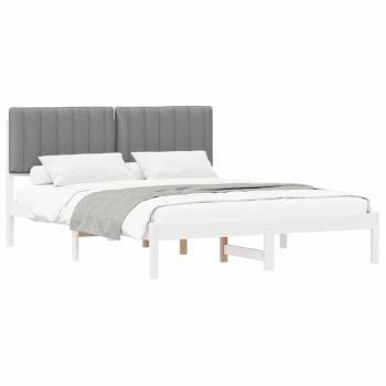 Bettgestell mit gepolstertem Kopfteil Hellgrau 150 x 200 cm
