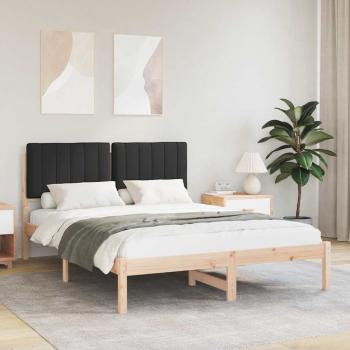 ARDEBO.de - Bettgestell mit gepolstertem Kopfteil Schwarz 140 x 200 cm