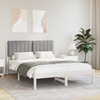 ARDEBO.de - Bettgestell mit gepolstertem Kopfteil Hellgrau 140 x 200 cm