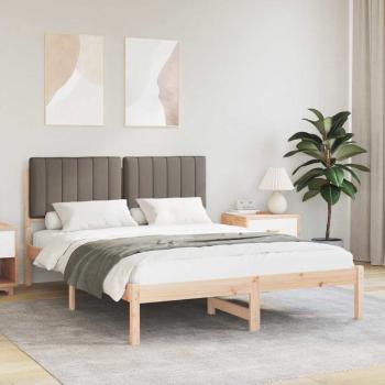 ARDEBO.de - Bettgestell mit gepolstertem Kopfteil Taupe 135 x 190 cm