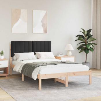 ARDEBO.de - Bettgestell mit gepolstertem Kopfteil Schwarz 120 x 190 cm