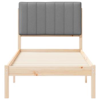 Bettgestell mit gepolstertem Kopfteil Hellgrau 75 x 190 cm