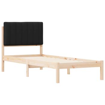Bettgestell mit gepolstertem Kopfteil Schwarz 75 x 190 cm