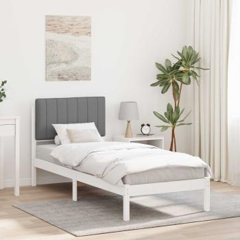 ARDEBO.de - Bettgestell mit gepolstertem Kopfteil Hellgrau 75 x 190 cm