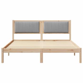 Bettgestell mit gepolstertem Kopfteil Hellgrau 160 x 200 cm