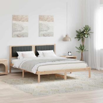 ARDEBO.de - Bettgestell mit gepolstertem Kopfteil Dunkelgrau 160 x 200 cm