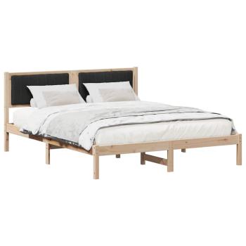 Bettgestell mit gepolstertem Kopfteil Schwarz 160 x 200 cm