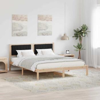 ARDEBO.de - Bettgestell mit gepolstertem Kopfteil Schwarz 150 x 200 cm