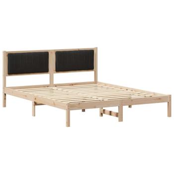 Bettgestell mit gepolstertem Kopfteil Schwarz 150 x 200 cm