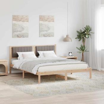 ARDEBO.de - Bettgestell mit gepolstertem Kopfteil Taupe 150 x 200 cm