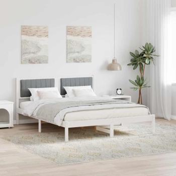 ARDEBO.de - Bettgestell mit gepolstertem Kopfteil Hellgrau 150 x 200 cm