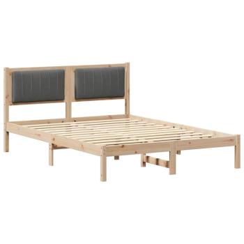 Bettgestell mit gepolstertem Kopfteil Dunkelgrau 140 x 200 cm