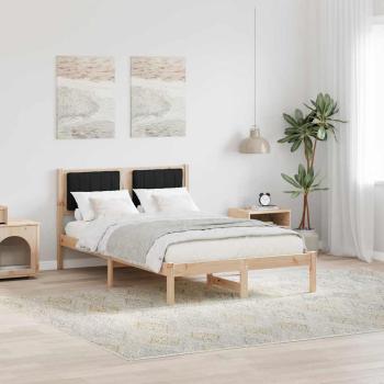 ARDEBO.de - Bettgestell mit gepolstertem Kopfteil Schwarz 120 x 200 cm
