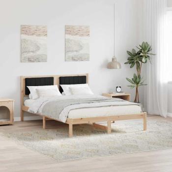 ARDEBO.de - Bettgestell mit gepolstertem Kopfteil Schwarz 140 x 190 cm
