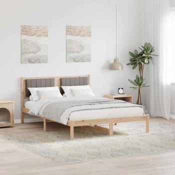 ARDEBO.de - Bettgestell mit gepolstertem Kopfteil Taupe 135 x 190 cm